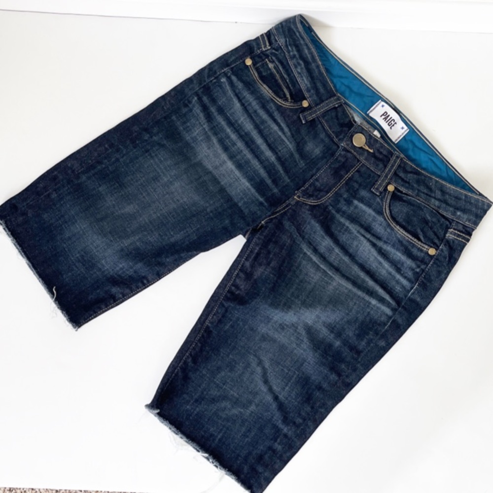 Paige Dark Wash Bermuda Shorts